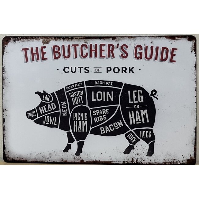 Wandbord Butchers Guide "Varken" 30x20cm Wandbord Butchers Guide "Varken" 30x20cm